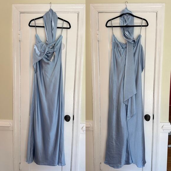 NWT NEW Misha Lilia Sash Neck Maxi Dress in Cerulean Blue - Picture 7 of 13